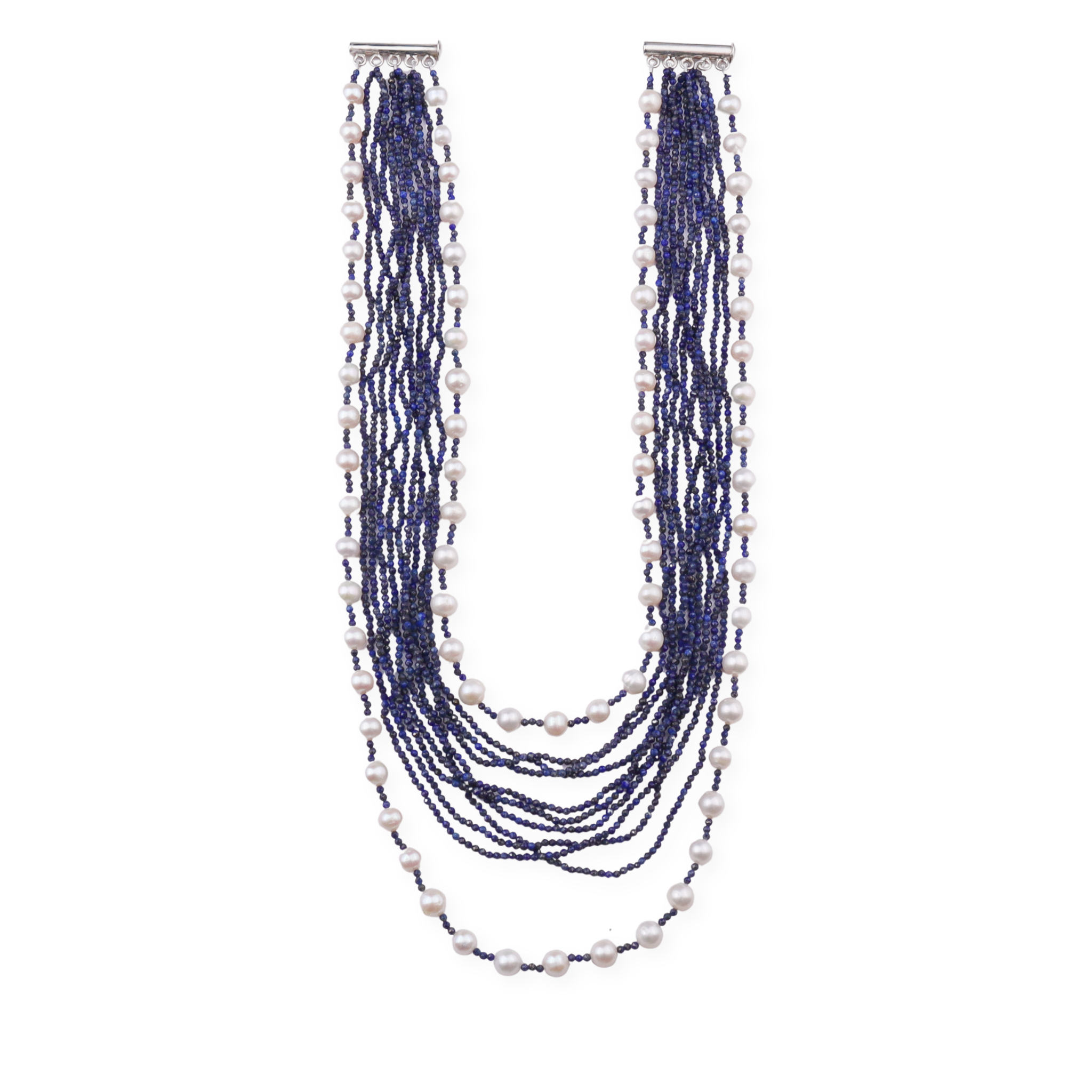 Luxe Necklace - Fresh Water Pearls & Lapis Lazuli