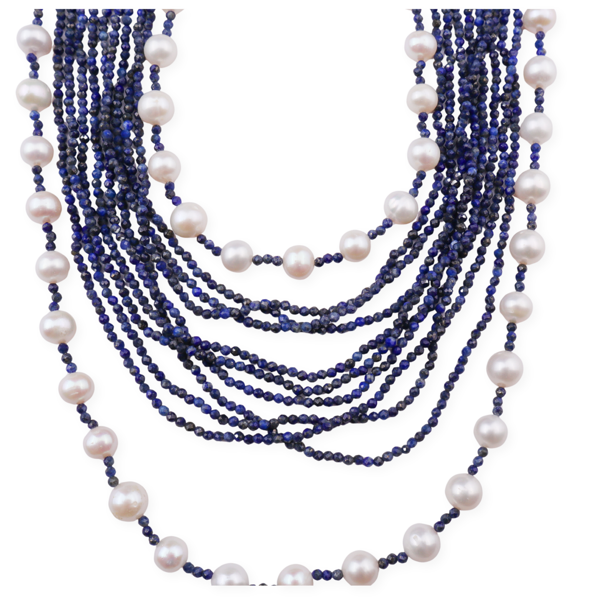 Luxe Necklace - Fresh Water Pearls & Lapis Lazuli