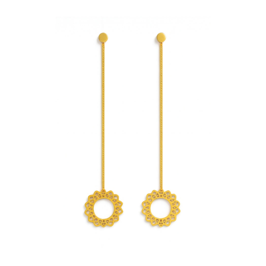 Silver Rose Bud Filigree Dangler Earring |  92.5 Silver | 22K Gold Plated
