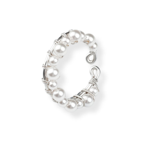 White Pearl Silver Ring in 92.5 sterling silver