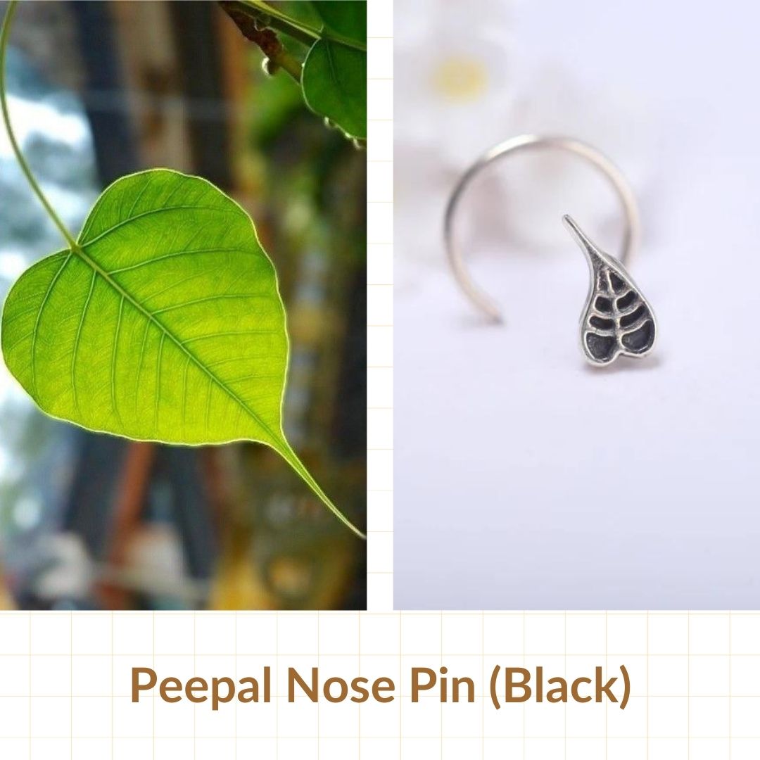 Peepal Leaf Nose pin ( Pierced ) - Silver