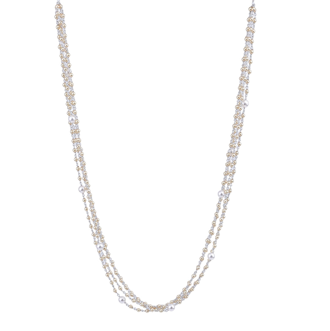 Luxe Necklace - Golden & White Pearls