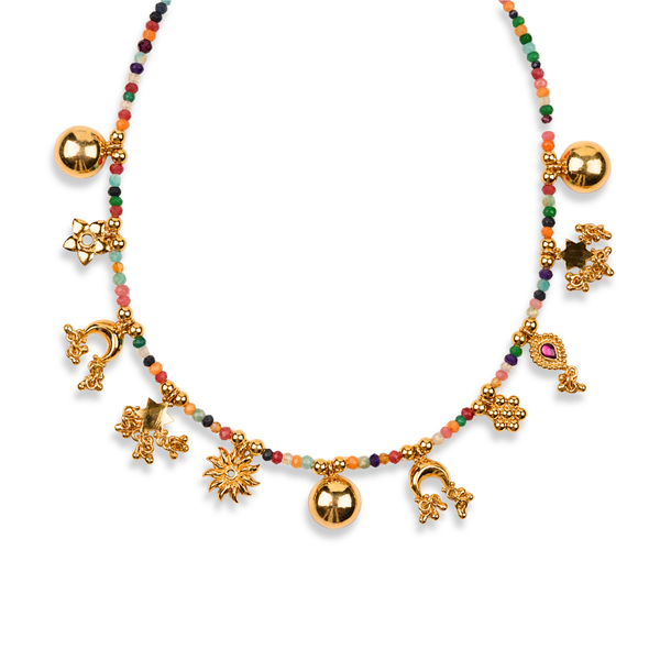 Silver Handmade Charm Necklace | 22K Gold-Plated