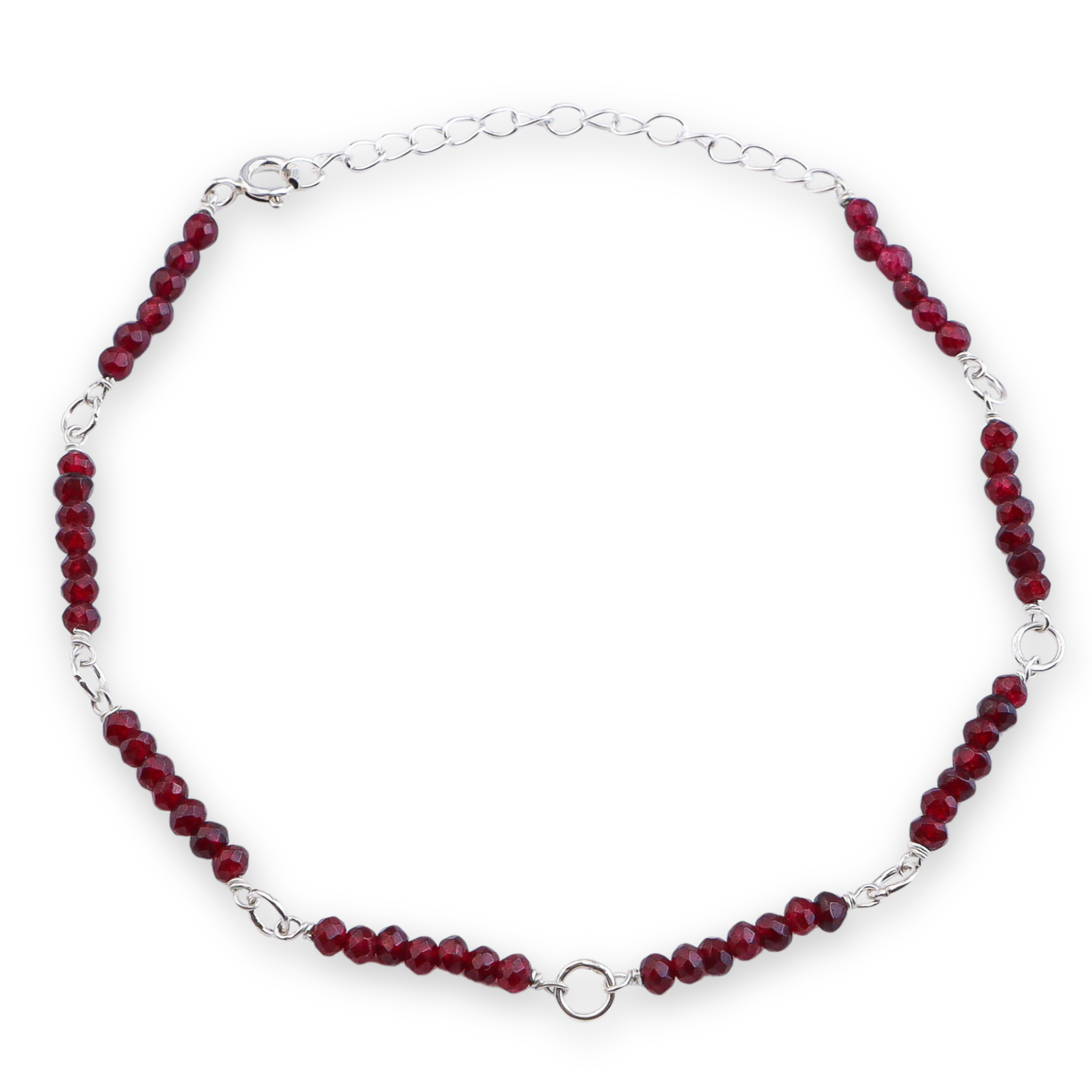 Maroon Jade Silver Anklet (Project Handmade)