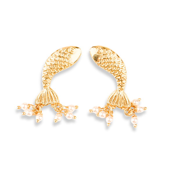 Silver Matsya Earrings | 22K Gold-Plated