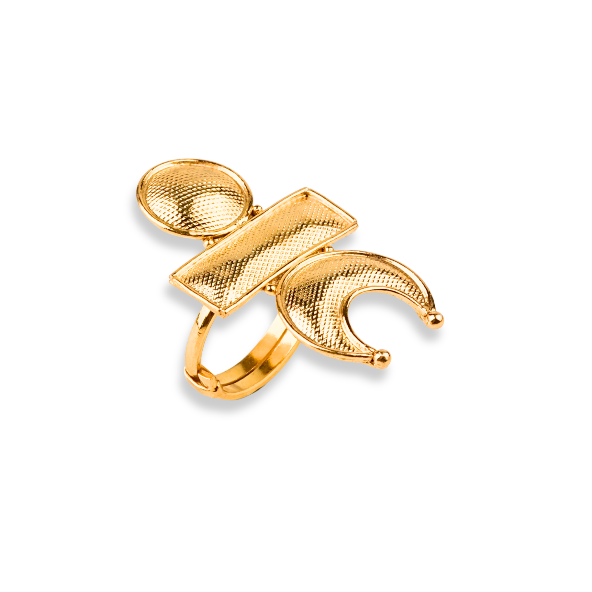 Silver Chandrakor Tikli Ring | 22K Gold-Plated