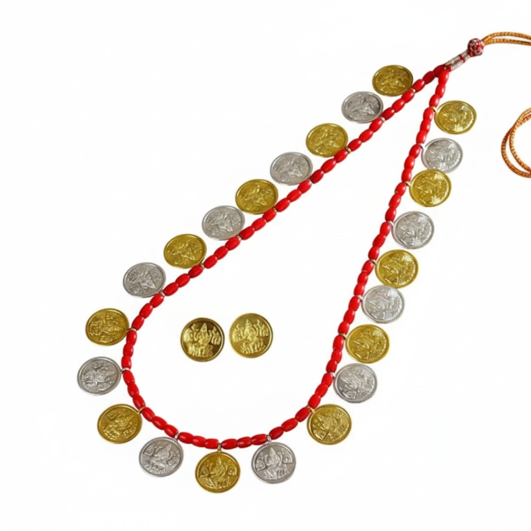 Swarna Rajat Putali-Haar Set: Long (  ( Coin necklace ) | 92.5 Silver