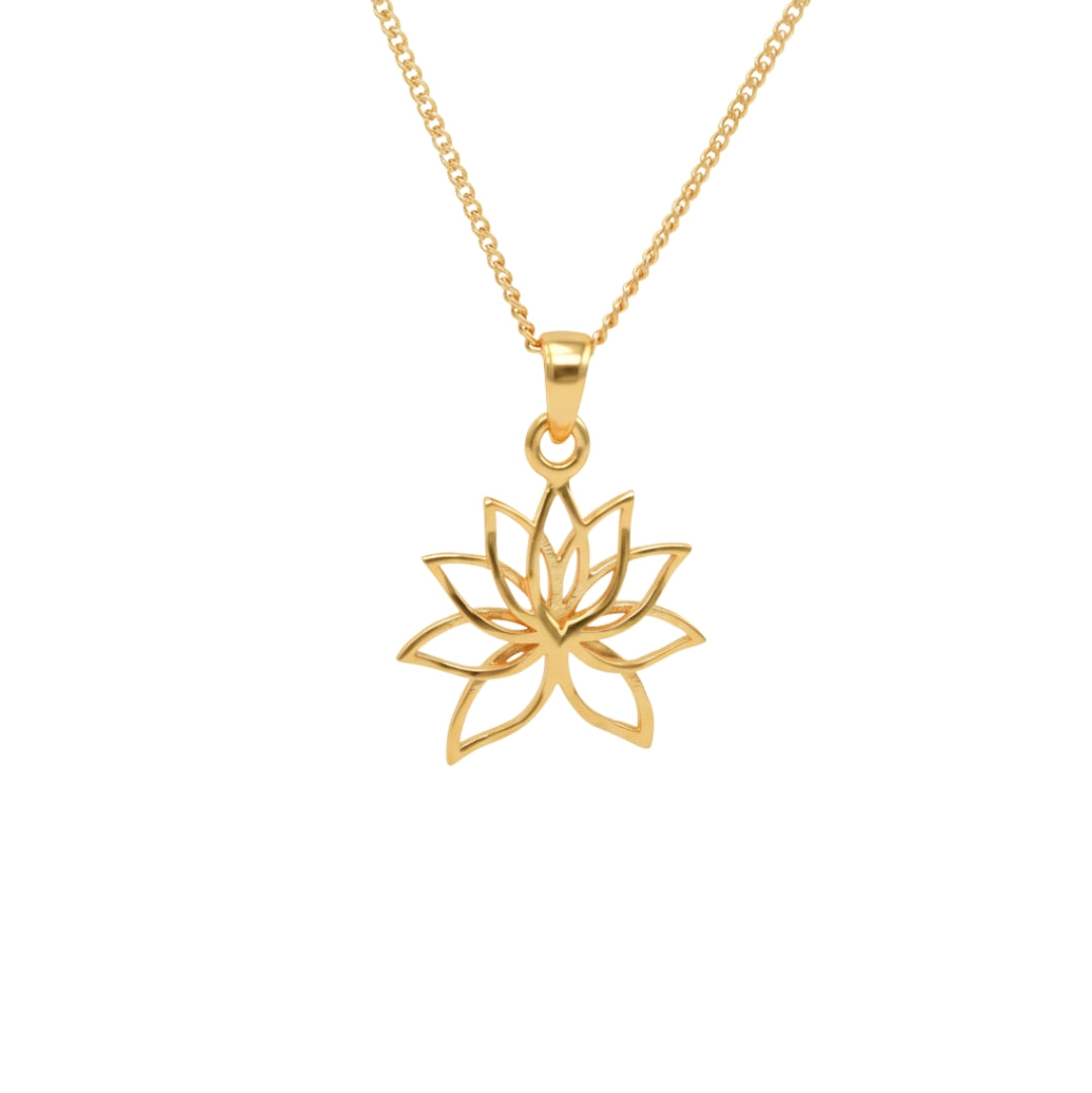 Lotus Charm Necklace |  92.5 Silver | 22K Gold Plated