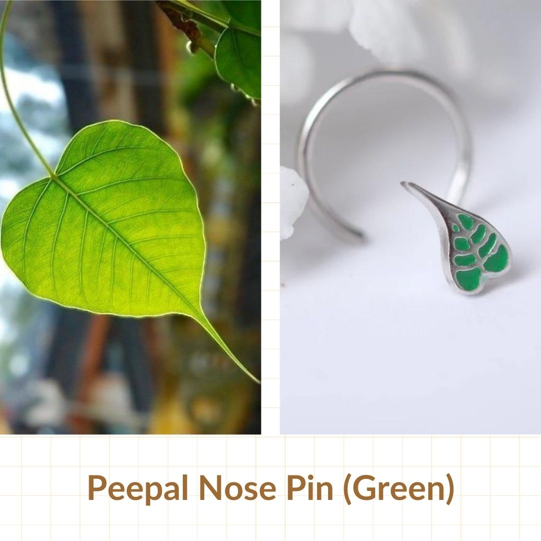 Peepal Leaf Nose pin ( Pierced ) - Green