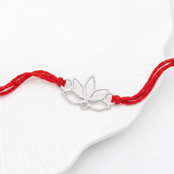 Silver Laser Cut Lotus Rakhi