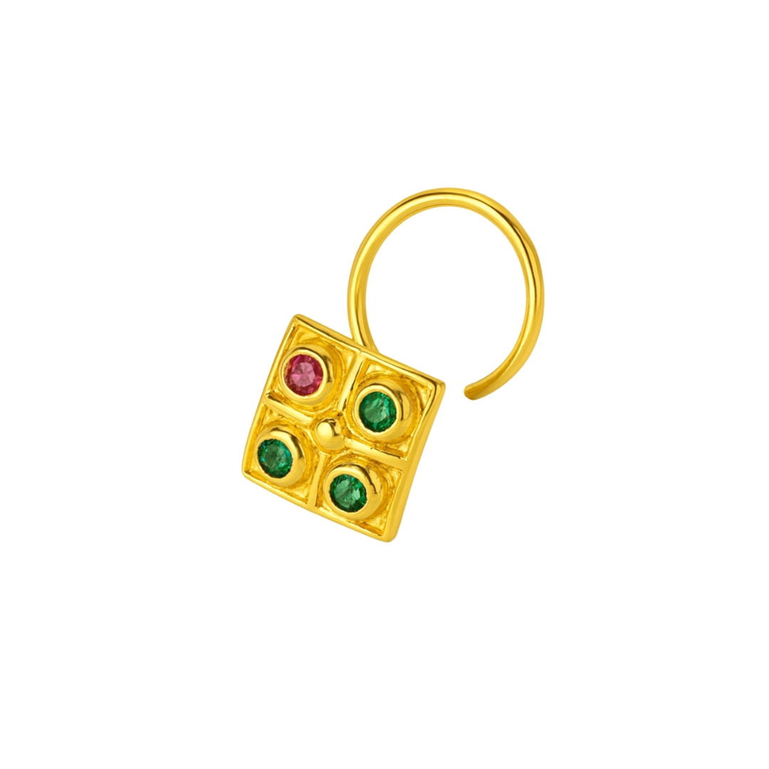 Silver Nakshatra Nose pin (Pierced, Gold Plated)