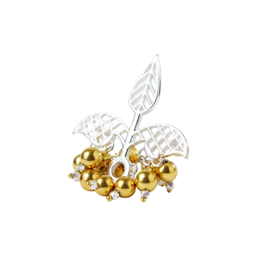 Swarna Rajat | The Leaf Filigree Brooch | Dual Tone