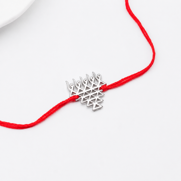 Silver Laser Cut Saraswati Rakhi