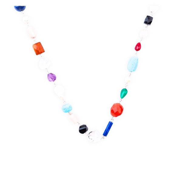 Colorful beaded necklace with multicolour stones and pearls