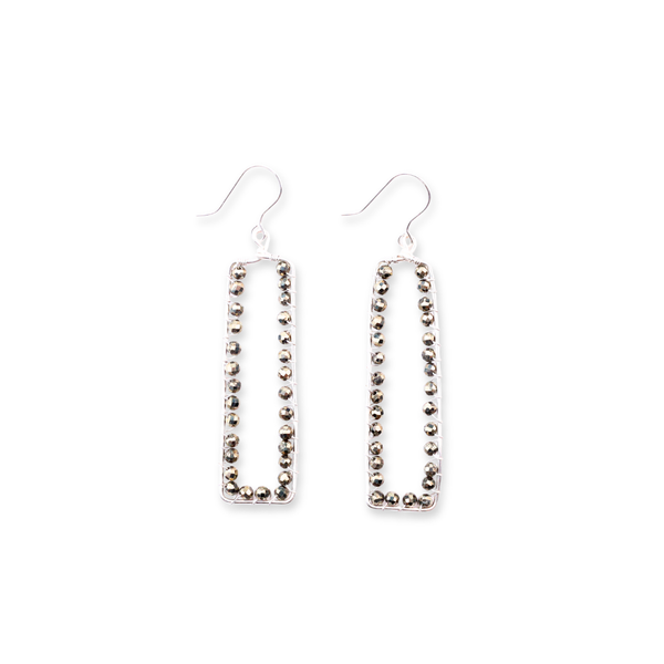 Silver Pyrite Arc Earrings