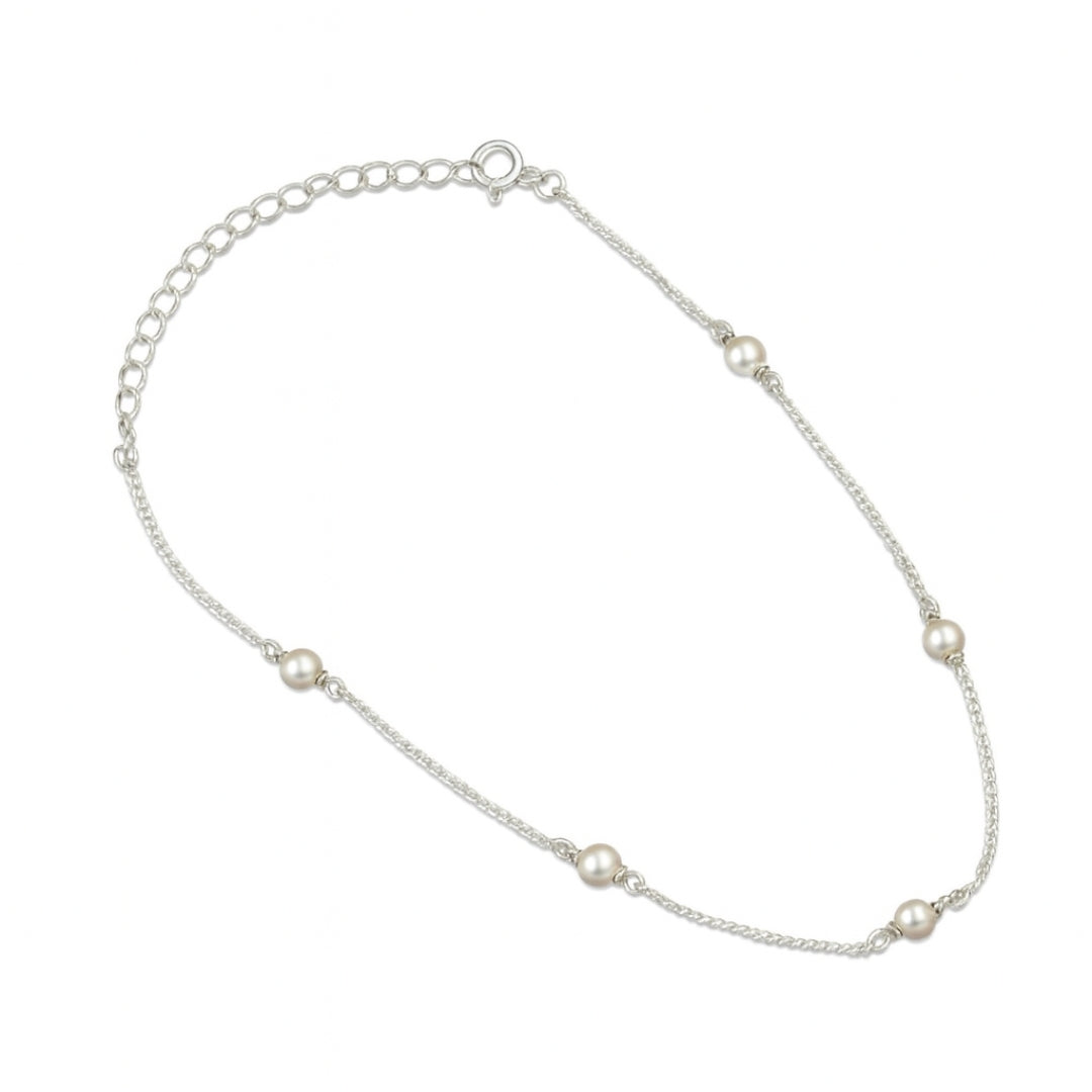 Classic Pearl Silver Anklet