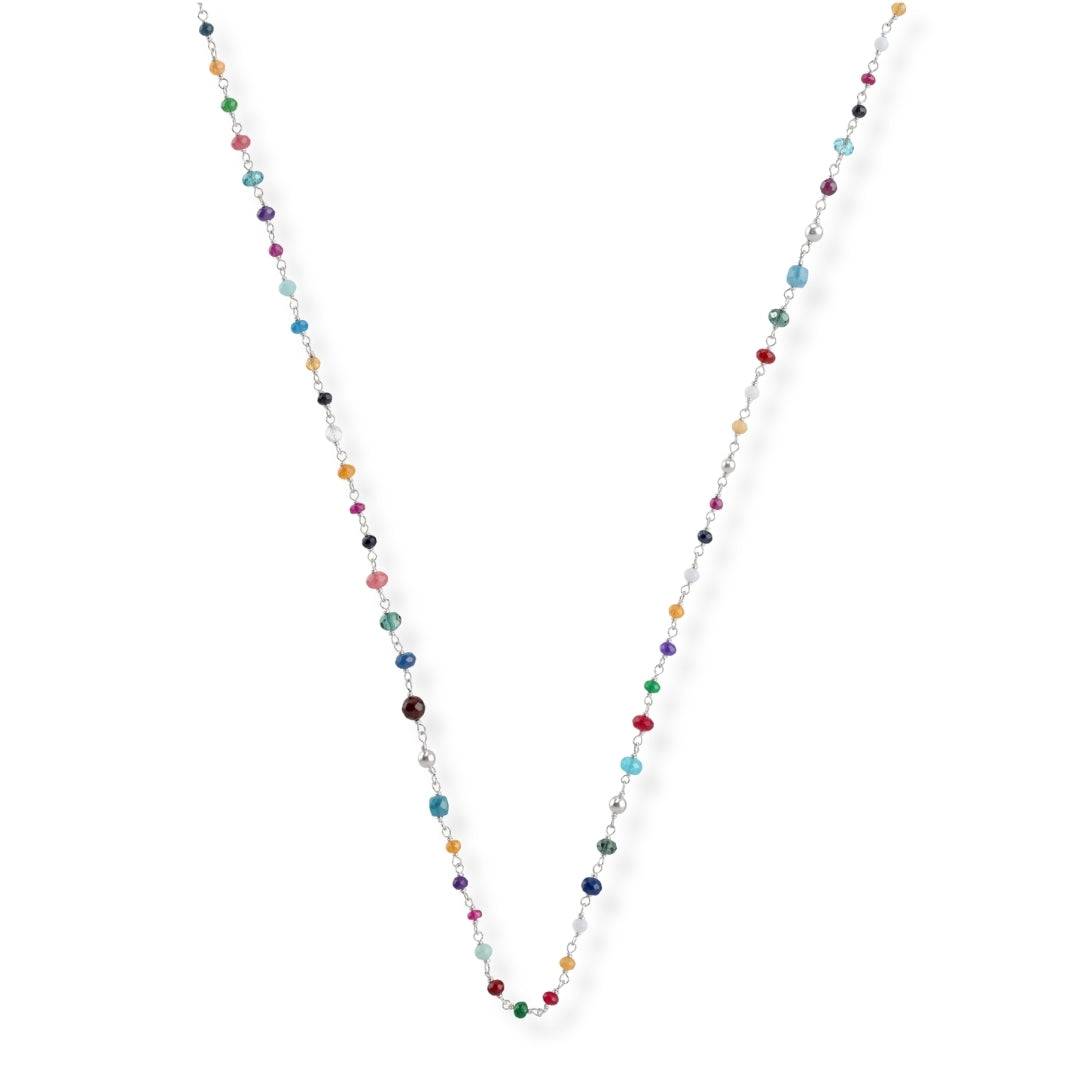 Multicolour Small Stone Ganthan Necklace in 92.5 sterling silver