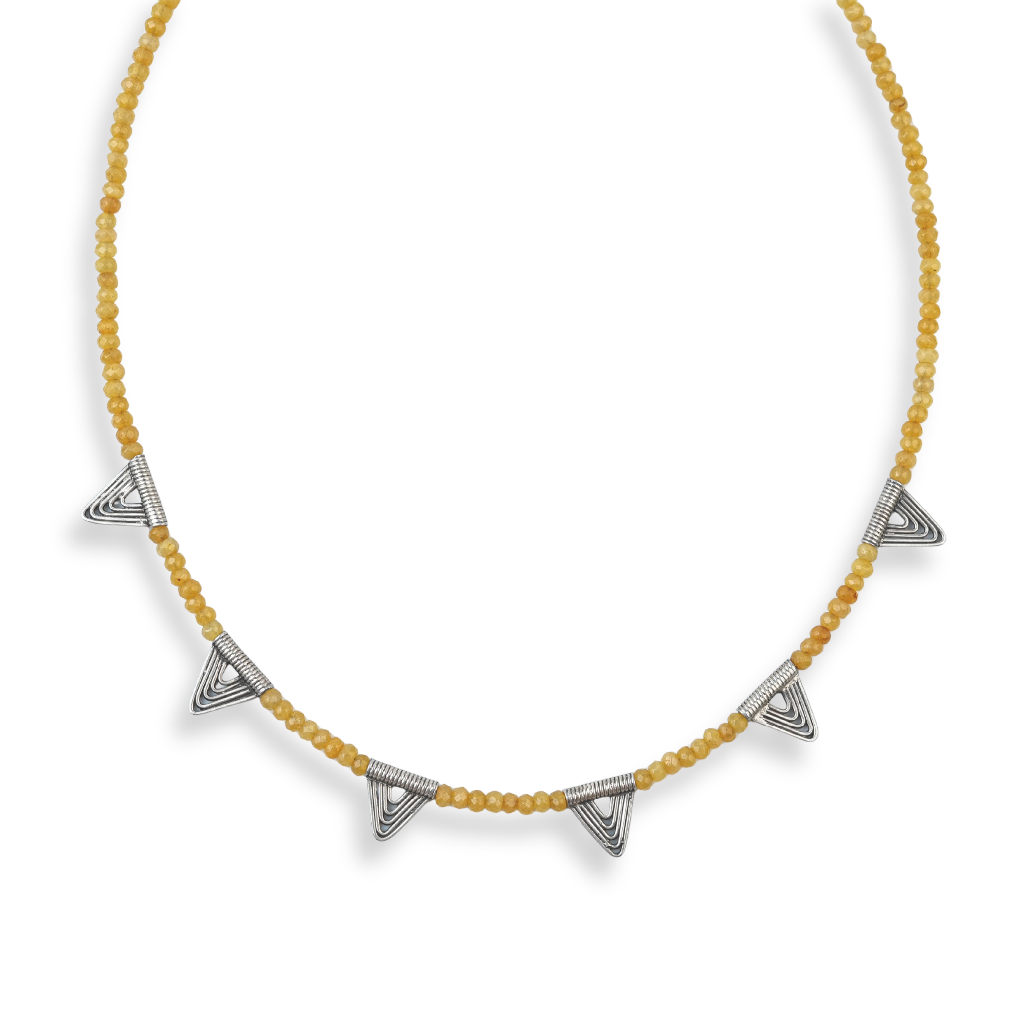 Triangle Charm Necklace with Yellow Jade