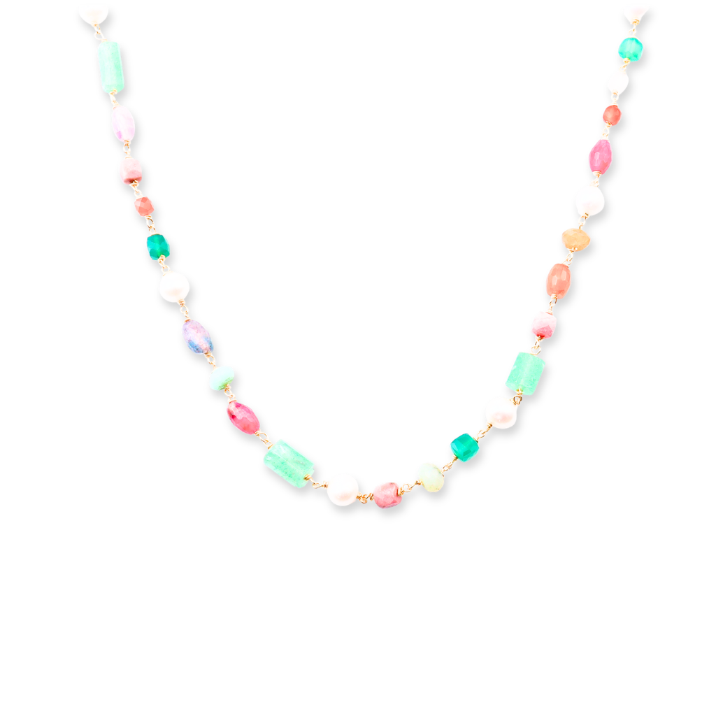 Multicolour Stone Ganthan Necklace | 22K Gold-Plated