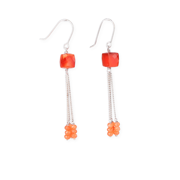 Silver Dangler Earring with Carnelian