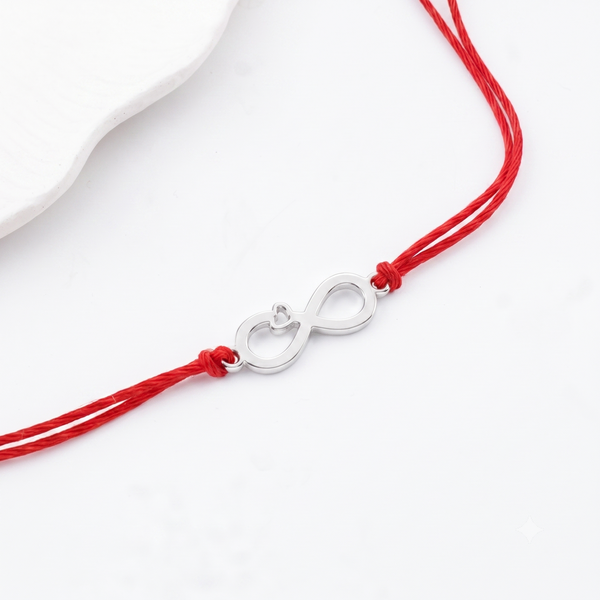 Silver Laser Cut Infinity Heart Rakhi