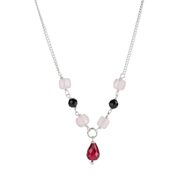Rubies, Rose Quartz & Black Spinel Silver Chain Mangalsutra (Project Handmade)