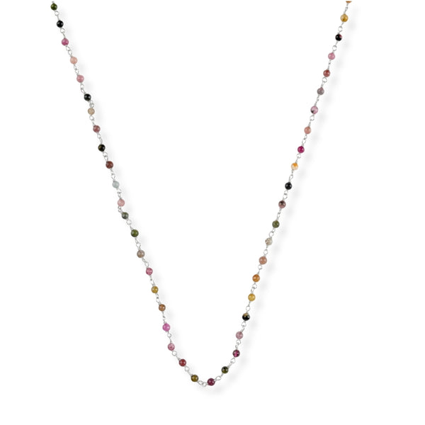 Tourmaline Ganthan Necklace 20 Inches in 92.5 sterling silver