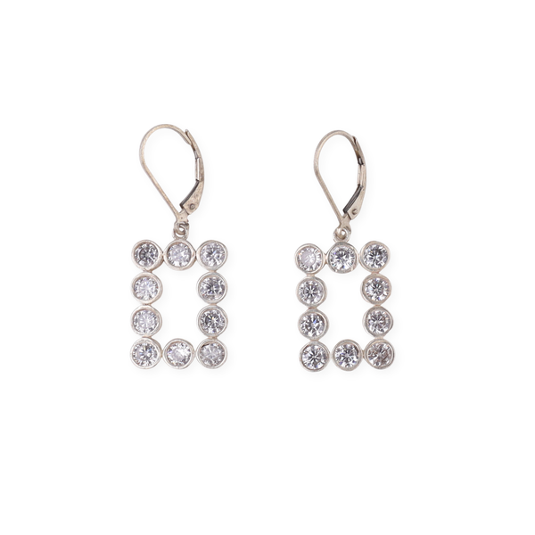 Pearls Studded Rectangle Silver Earring | 92.5 Silver