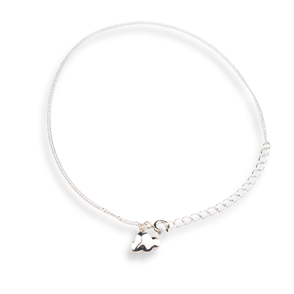 Silver Chain & Cloud Charm Anklet in 92.5 sterling silver