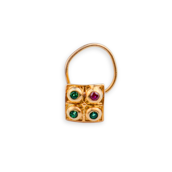Silver Nakshatra Nose pin (Pierced, Gold Plated)