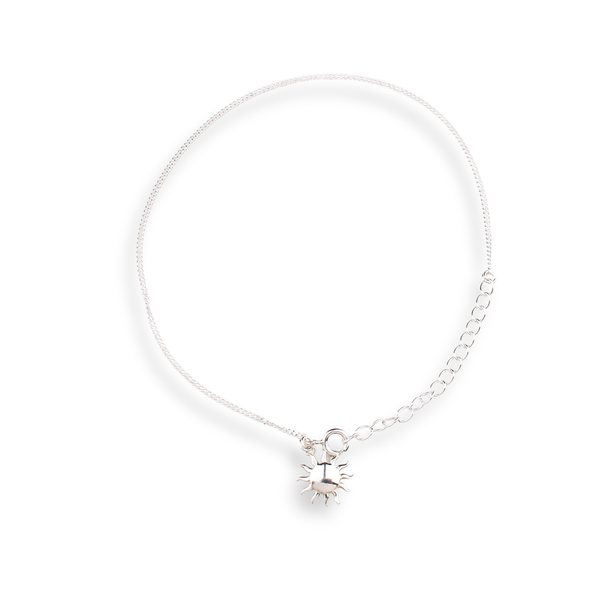 Silver Chain & Sun Charm Anklet in 92.5 sterling silver