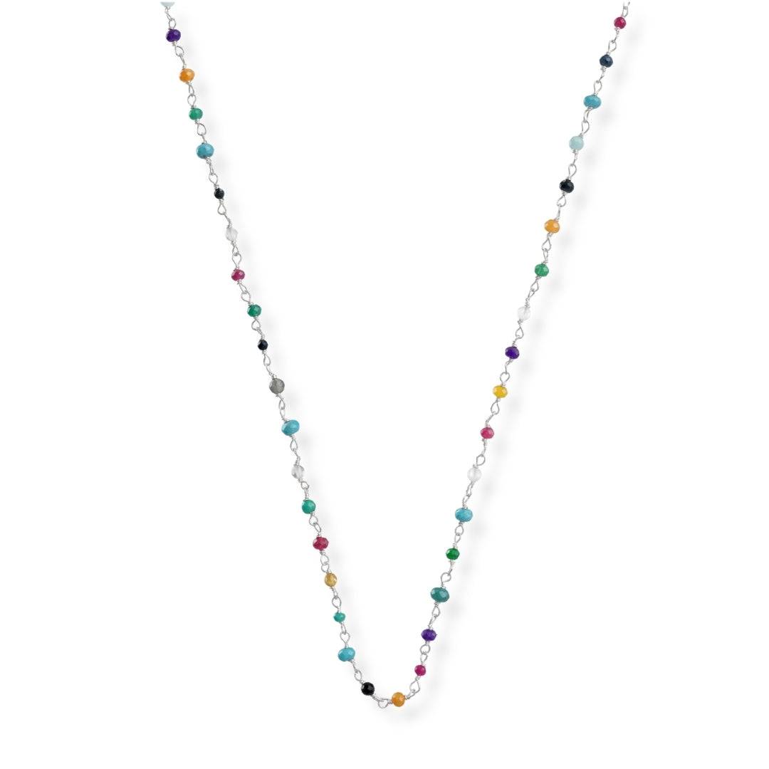 Multicolour Small Stone Ganthan Necklace in 92.5 sterling silver