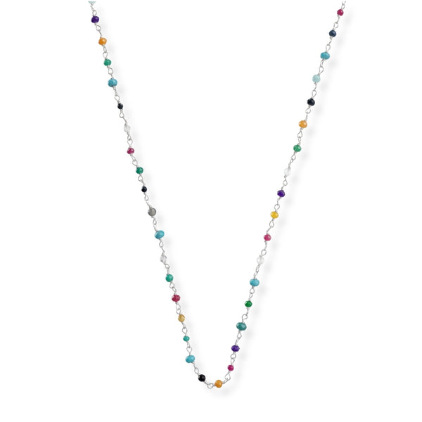 Multicolour Small Stone Ganthan Necklace in 92.5 sterling silver