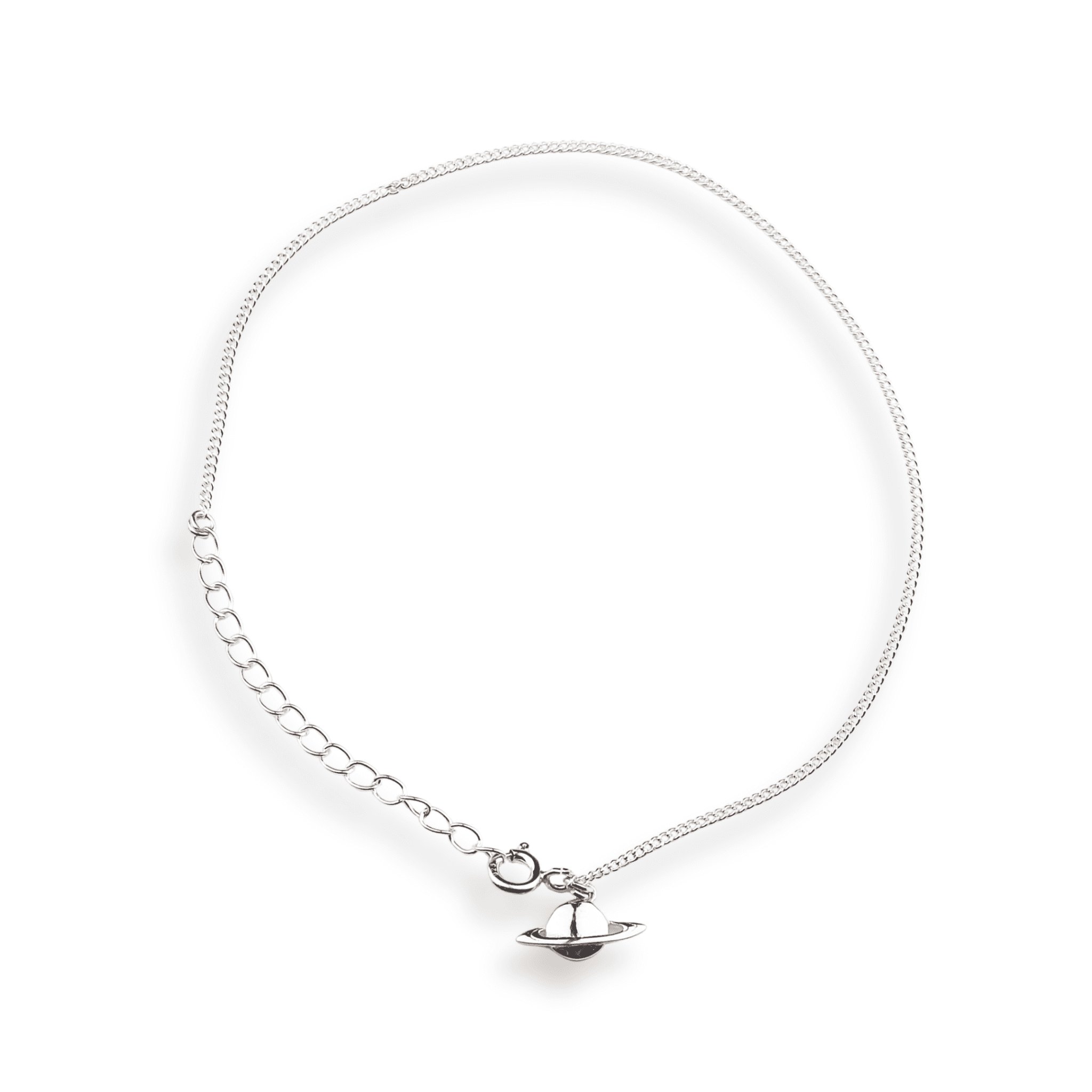 Silver Chain & Planet Charm Anklet in 92.5 sterling silver