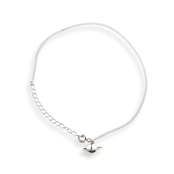 Silver Chain & Planet Charm Anklet in 92.5 sterling silver