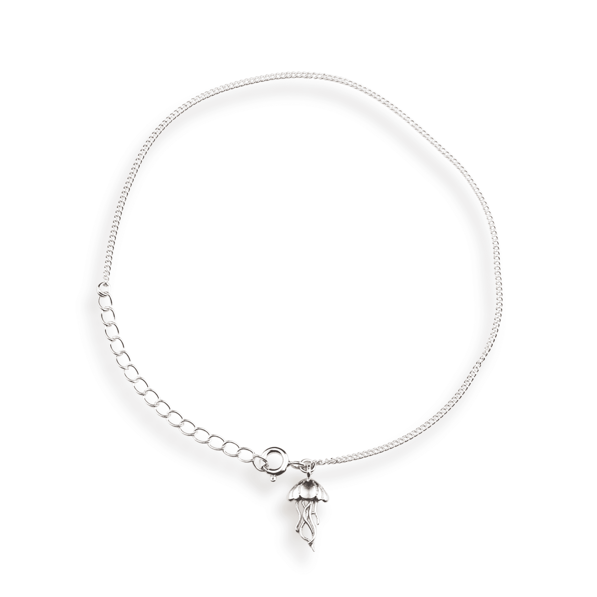 Silver Chain & Jellyfish Charm Anklet in 92.5 sterling silver