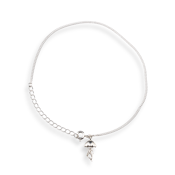 Silver Chain & Jellyfish Charm Anklet in 92.5 sterling silver