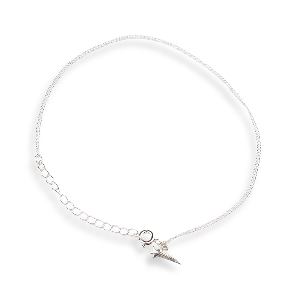 Silver Chain & Shooting Star Charm Anklet in 92.5 sterling silver