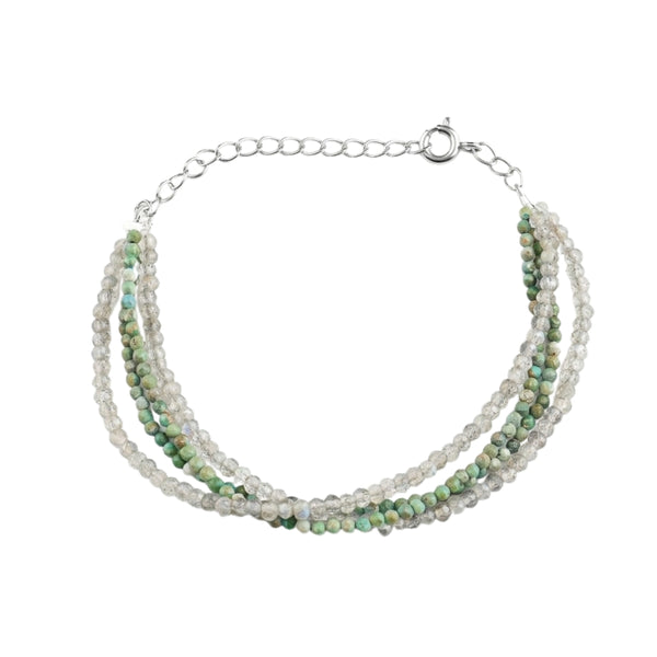 Labradorite & Micro Firoza Silver Bracelet (Project Handmade)
