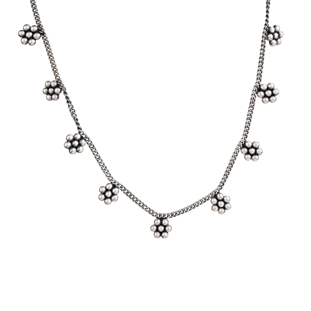 Kudi chain choker with 9 motifs in 92.5 sterling silver