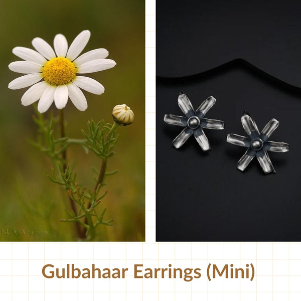 Gulbahaar floral silver earrings close-up handcrafted detailing