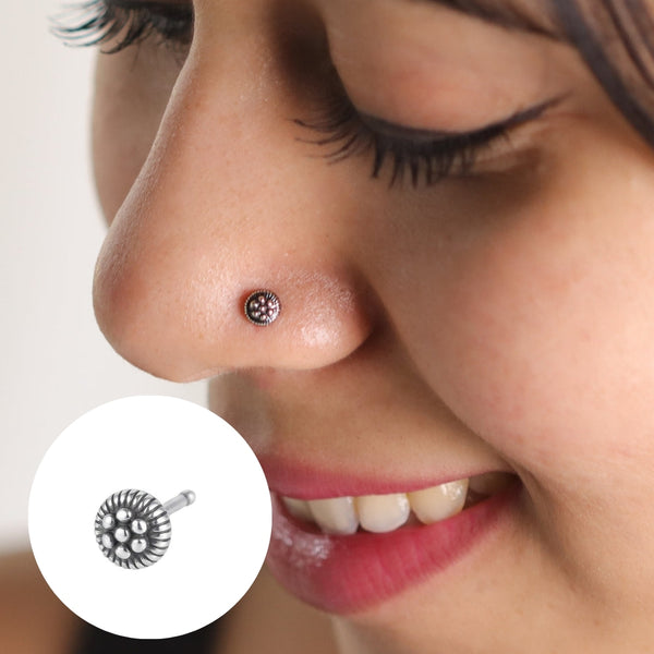 Silver Tiny Round Kudi Nose Pin