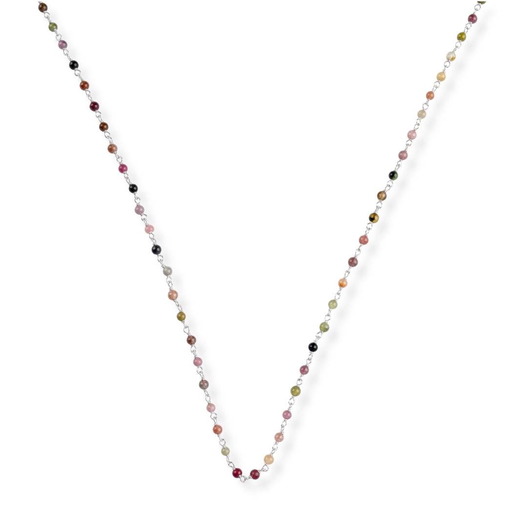 Tourmaline Ganthan Necklace 24 Inches in 92.5 sterling silver