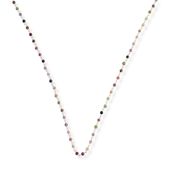 Tourmaline Ganthan Necklace 24 Inches in 92.5 sterling silver