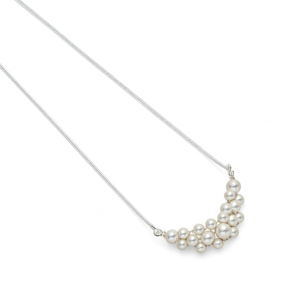 Silver Necklace with Beaded Pearls