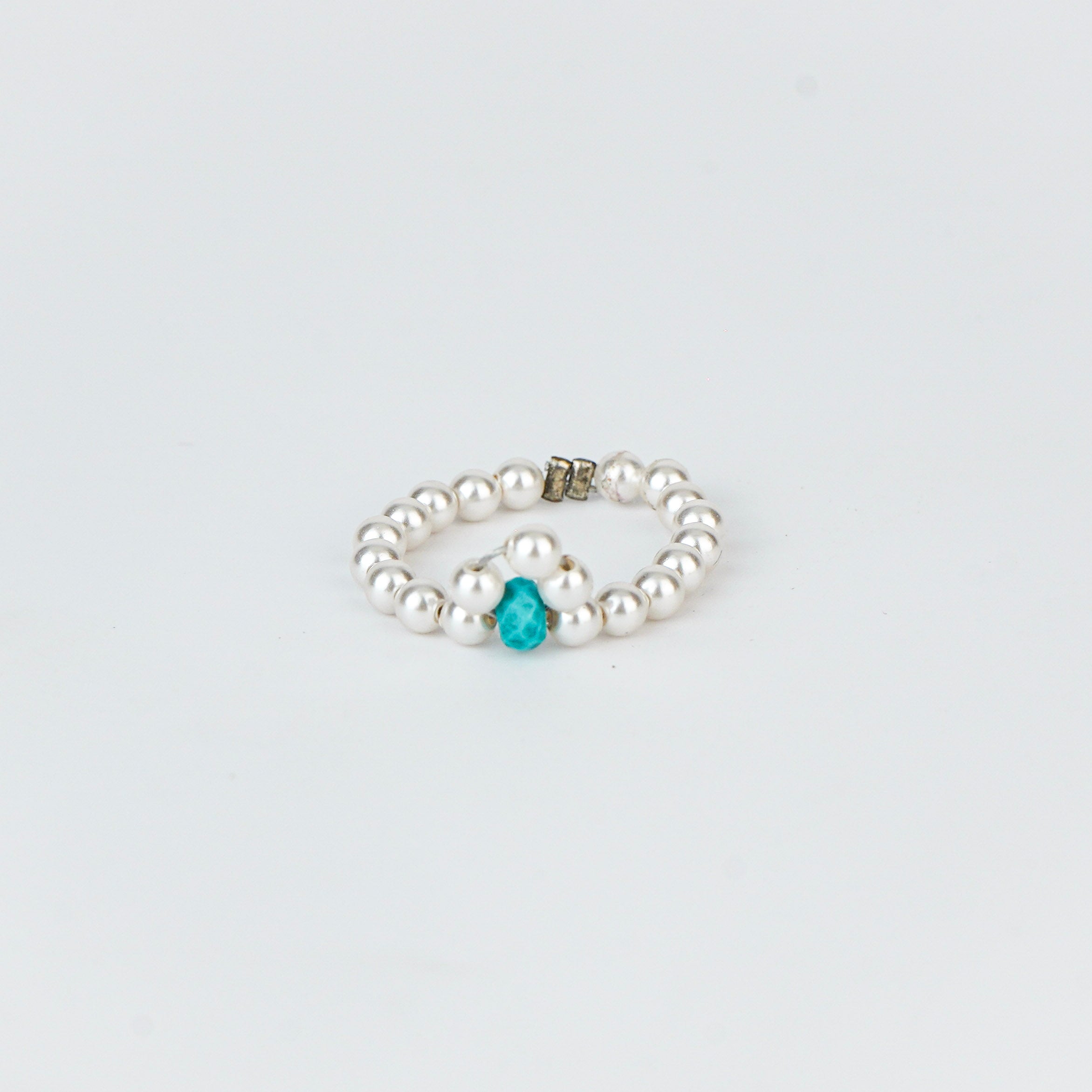 Turquoise and Pearl Beaded Ring