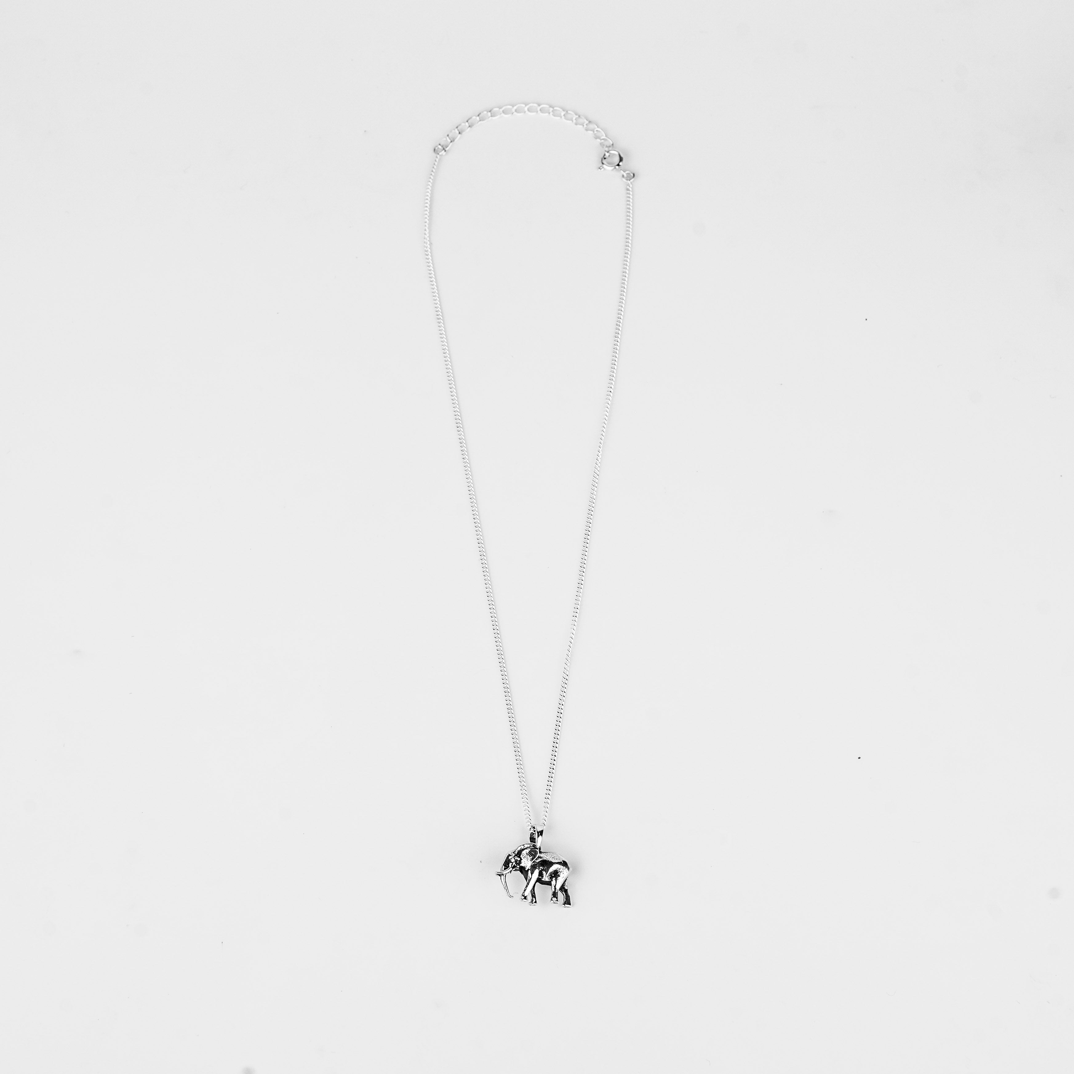 Tusker Elephant Silver Necklace - Symbol of Strength & Fortune