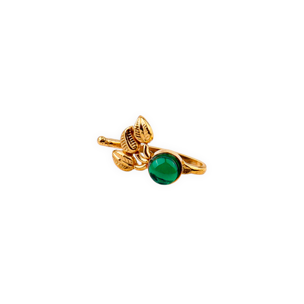 Green Petalfall Clip-On Nose Pin | 22K Gold-Plated (Large)