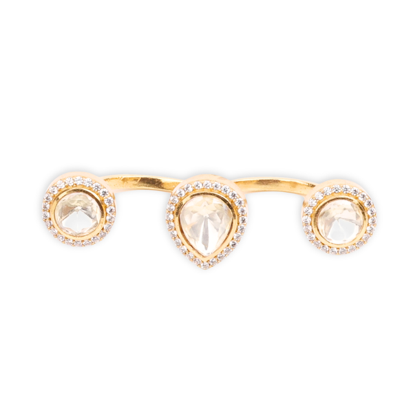 22K Gold Plated Fashion Two Finger Ring