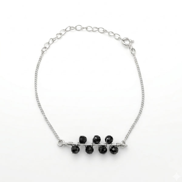 Black Spinel Silver Chain Mangalsutra Bracelet (Project Handmade)
